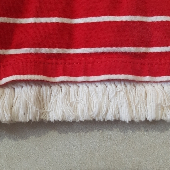 Beachlunchlounge Striped Short Sleeve Midi Shift Dress with Fringe - Picture 5 of 8